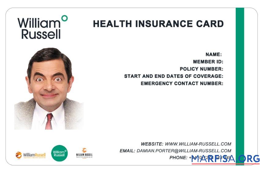 Realistic Central African Republic health insurance card example